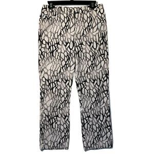 NEW St John Sport Animal Print Lurex Stretch Crop Pants Jeans